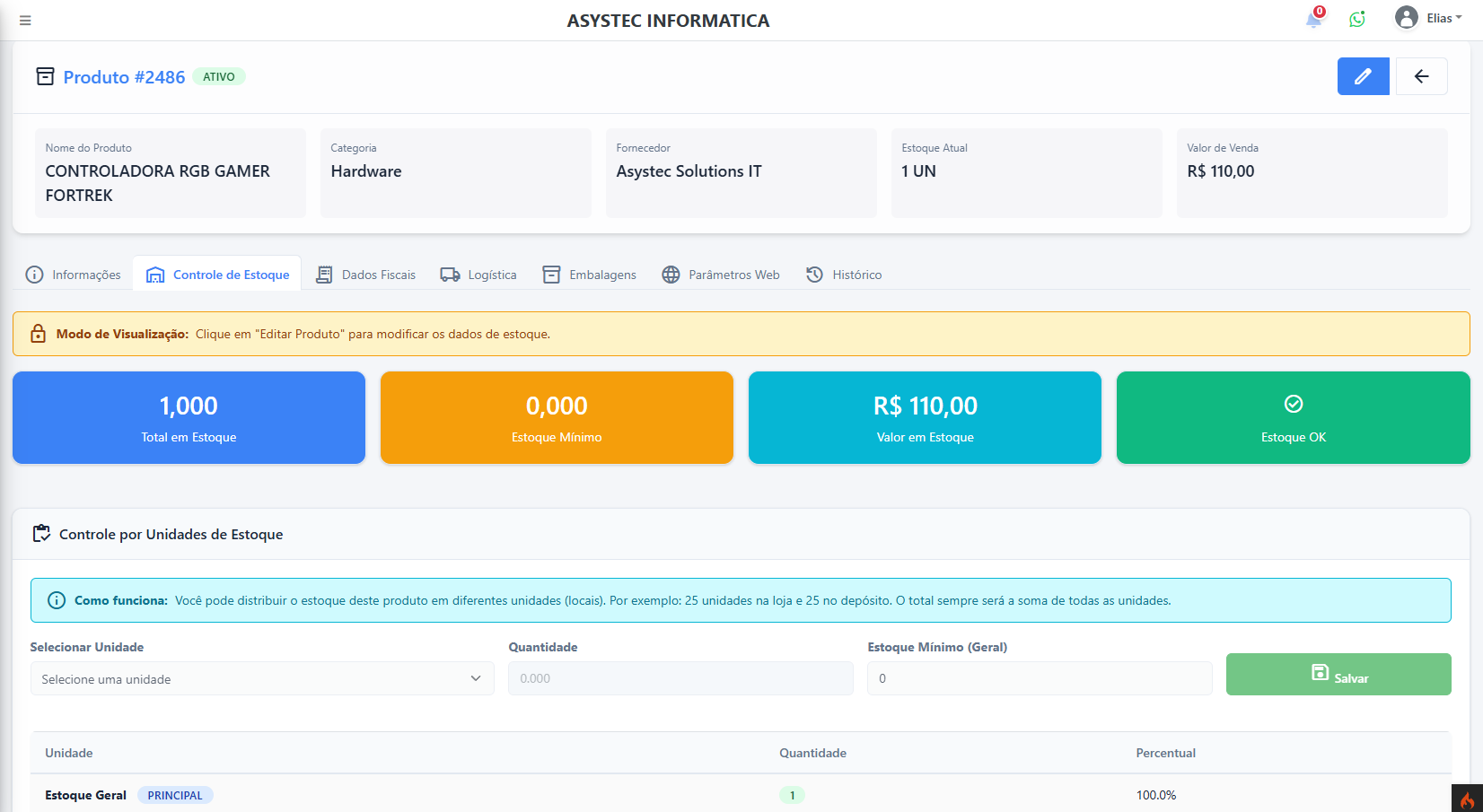 Controle de Estoque Asystec Gestão